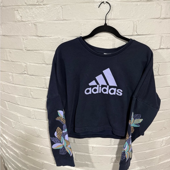 adidas Tops - Adidas Women's Cropped Sweatshirt with Floral Accents